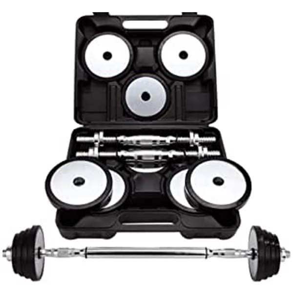 IronMan 15kg Chrome Steel Adjustable Dumbbell And Barbell Set
